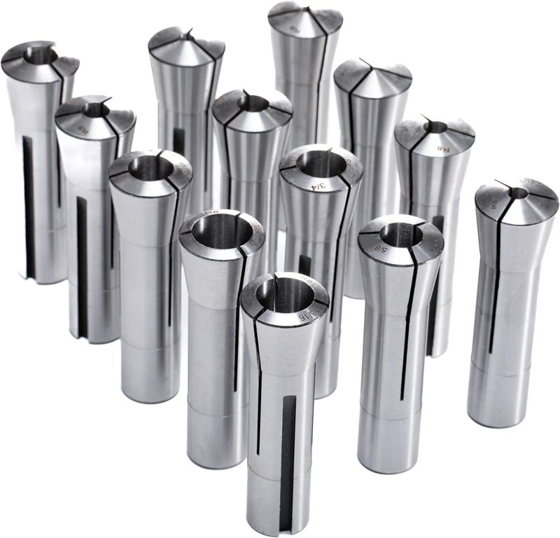 MACALLY Precision R8 Collet Set, 13pcs, 1/8" to 7/8" Carbon Steel, Mill Collet Set, 7/16"-20 Thread, for Milling & Mill Chuck Holder - Image 2